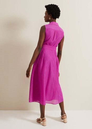 Phase Eight Carey Sleeveless Check Dress Pink USA | 7046925-IP